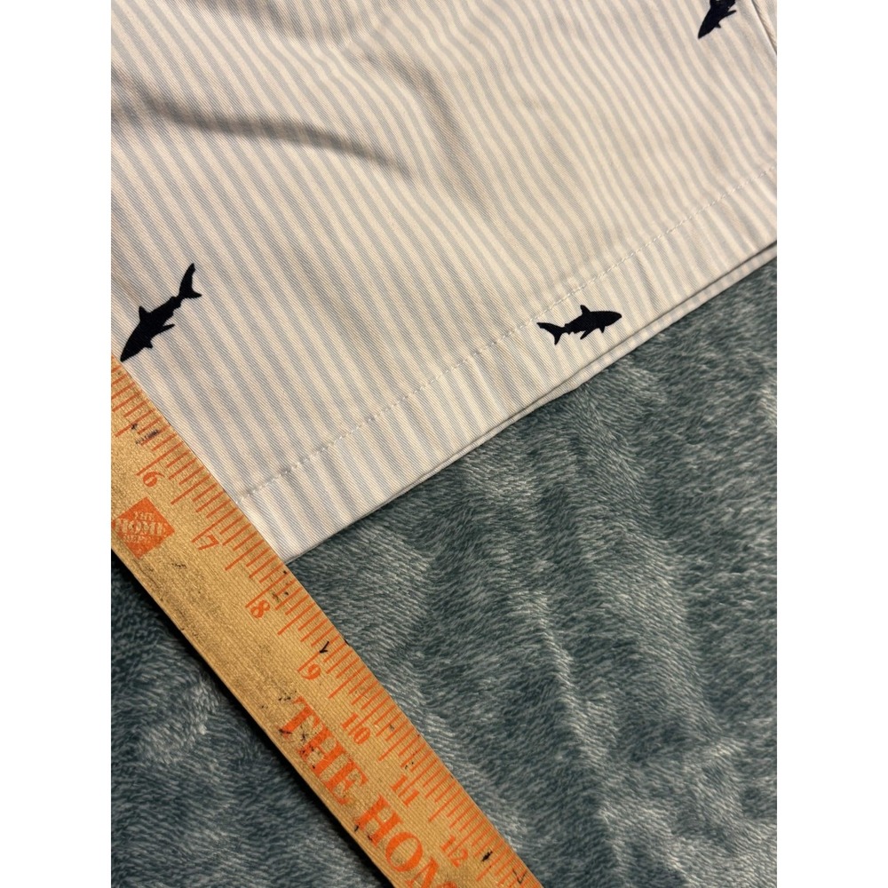 Nautica Mens 34 Shorts Blue White Striped Seersucker Embroidered Sharks Beach - Picture 6 of 7